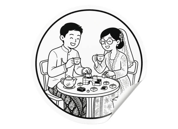 David and Paula drinking tea and making LEGO bricks